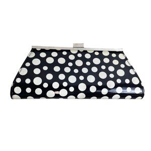 Neiman Marcus Women's Black White Circles Evening Clutch Sz S
